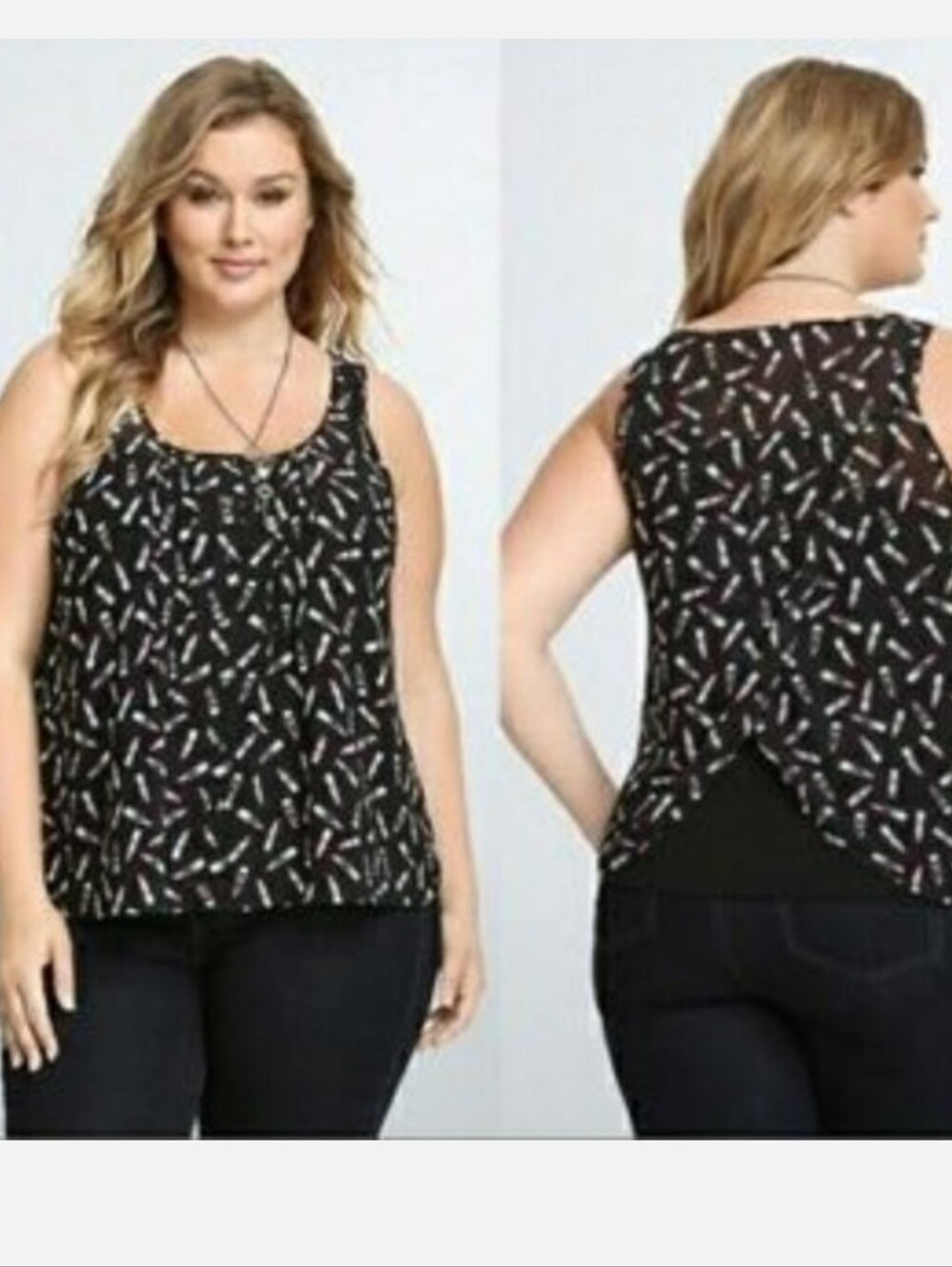 Torrid Sz 4 Plus Size Tank Lipstick Print 4x